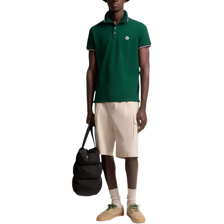 Moncler SS26 Tricolor-Trimmed Cotton Piquet Shirt Men Polo L1-091-8A70300-84556-875