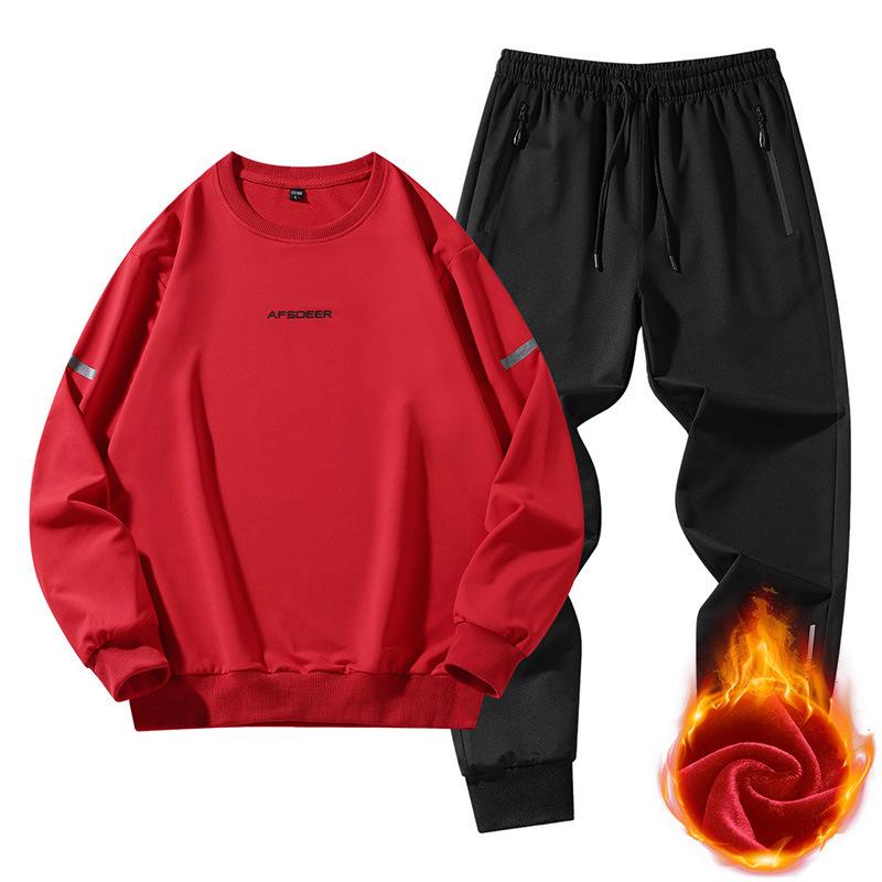 Autumn and Winter Men's Pure Cotton Casual Sports Suit Round Neck Sweatshirt Two-piece Set