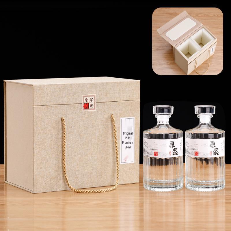 500ml Sealed Glass Baijiu Bottle for Celebrations and Tasting - Gift Box Set