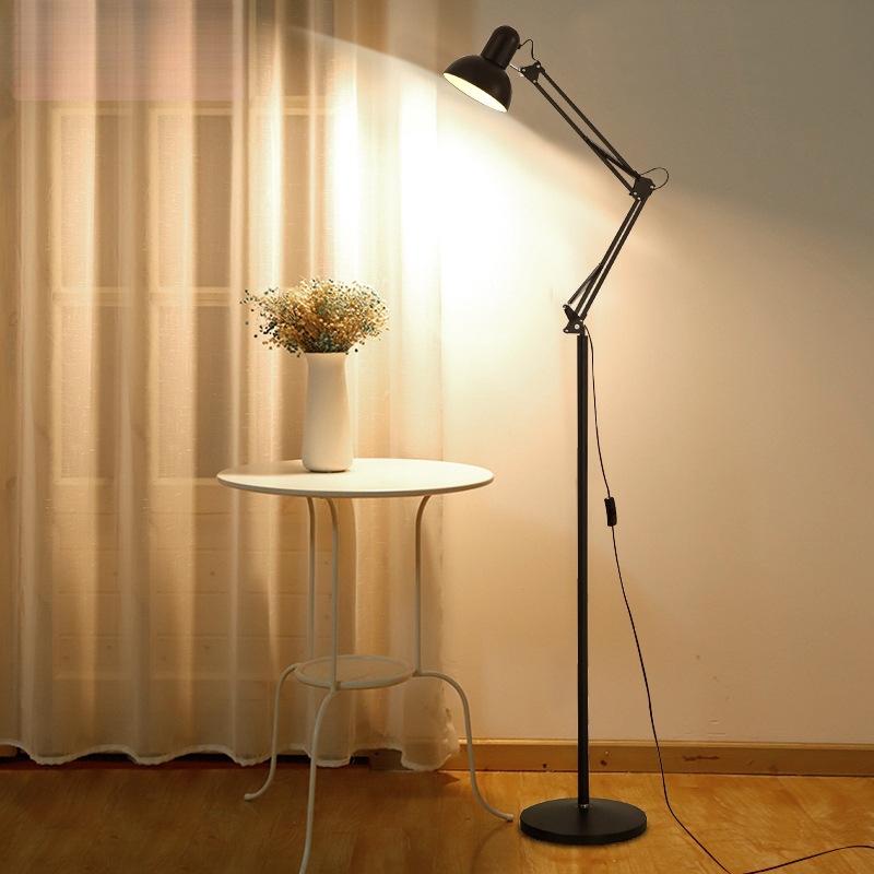 Nordic LED Floor Lamp: Minimalist Long-Arm Design with Remote Control for Living Room, Bedroom, or Study
