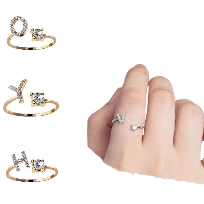 Женское регулируемое повседневное кольцо с буквой AZ, инициалом имени, модное, со стразами, для пары, элегантное, новое, складывающееся кольцо