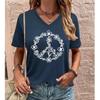 Модные блузки с рисунком венка, футболки с коротким рукавом и V-образным вырезом, повседневные