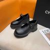 Mary Jane Shoes Women's Thick-soled Shallow-mouth Single Shoes Spring Round Head One-word Buckle Small Leather Shoes Retro Style