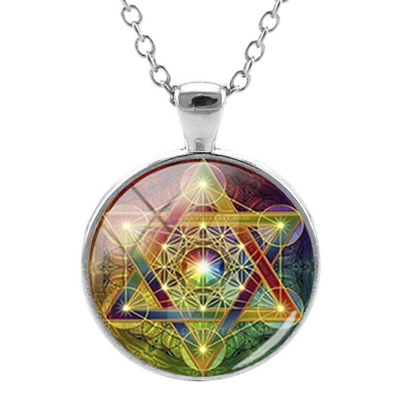 Triple Moon Goddess Wicca Round Glass Pendant Long Link Chains Necklaces Vintage Pattern Art Jewelry For Women Men