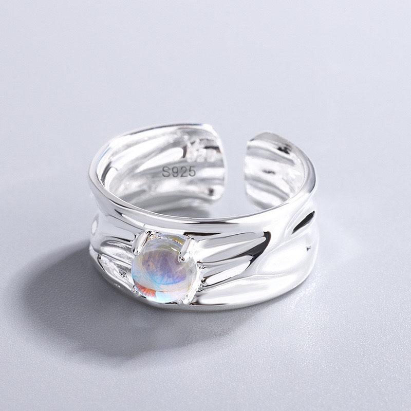 925 Sterling Silver Rings For Women Geometric Fine Jewelry Finger Adjustable Gold Interware CZ Ring For Party Birthday Gift