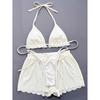 Ruffled Firlled Halter Bikini Women Swimwear Female Swimsuit Three-pieces Bikini Set With Shorts Bather Bathing Suit Swim