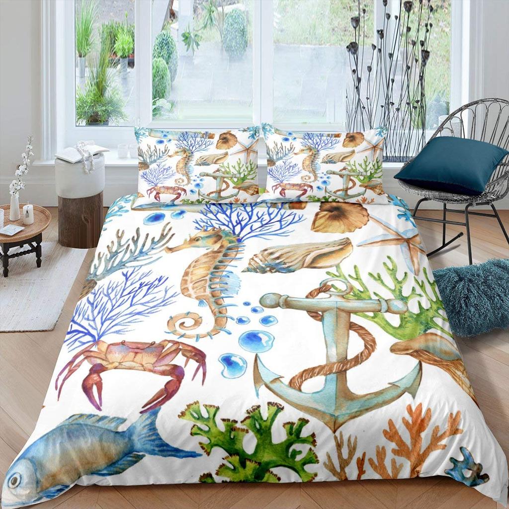 Комплект постельного белья в морском стиле с декором из морского якоря, пододеяльник с изображением моряка, пирата, капитана, покрывало для детей, покрывало для мальчиков, темно-синее