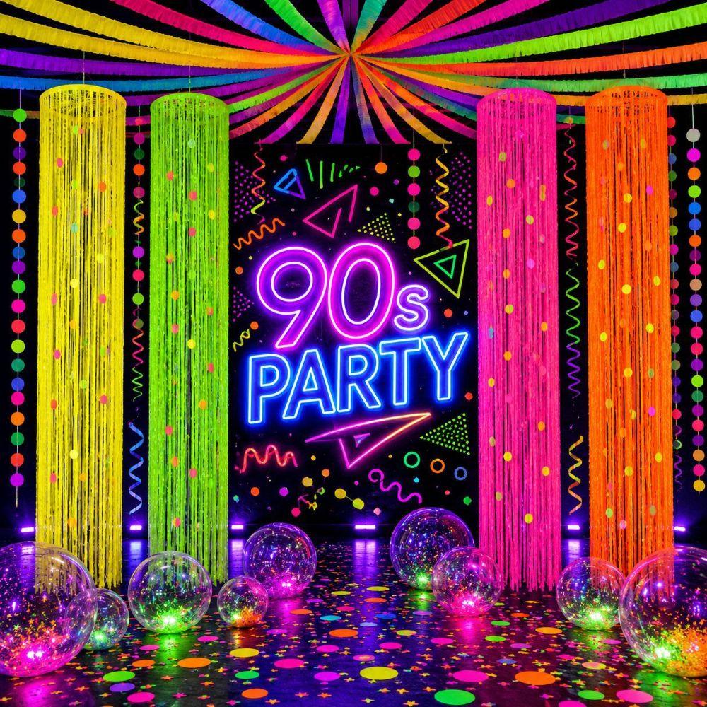 Tube Hanging Design Neon Tassel Curtain Fluorescent Streamer Under Black Light