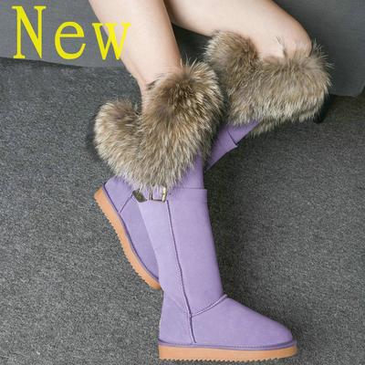 Модные меховые ботфорты из натурального лисьего меха выше колена, женские ботинки на внутренней платформе, длинные ботинки, супервысокие кожаные водонепроницаемые зимние ботинки