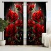2pcs Set Romantic Star & Rose Print Curtains - Fade-Resistant Polyester, Rod Pocket Design for Bedroom & Living Room