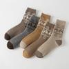 5/10 Pairs Autumn and Winter Thickened Warm Mid Calf Socks for Men Retro Christmas Ethnic Style Looped Wool Socks Deer Wool Socks Comfortable