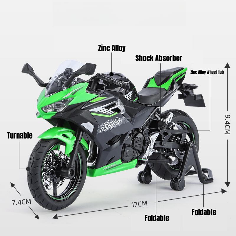 1/12 KAWASAKI Ninja 400 игрушечный мотоцикл миниатюрная литая металлическая модель 1:12 супер спортивных звуковых и световых коллекций в подарок для мальчика