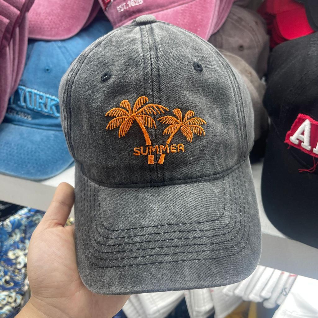 Unisex Washed Cotton Cap Coconut Tree Embroidery Baseball Cap For Men Women Streetwear Dad Hats