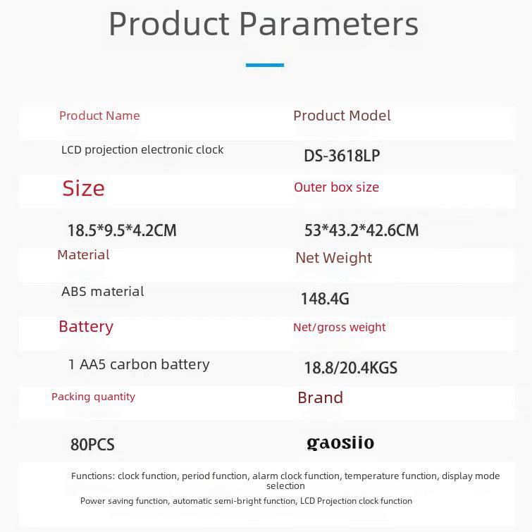 Светодиодный будильник: Большой экран, многофункциональный зеркальный дисплей, модель 3618LP