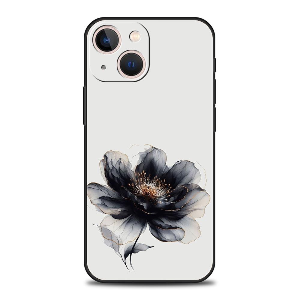 Чехол для телефона iPhone 17 16e 15 14 13 12 11 Pro Max SE 7 8 Plus Оболочка iPhone 16 Мягкий ТПУ Чехол Каллиграфия Цветок
