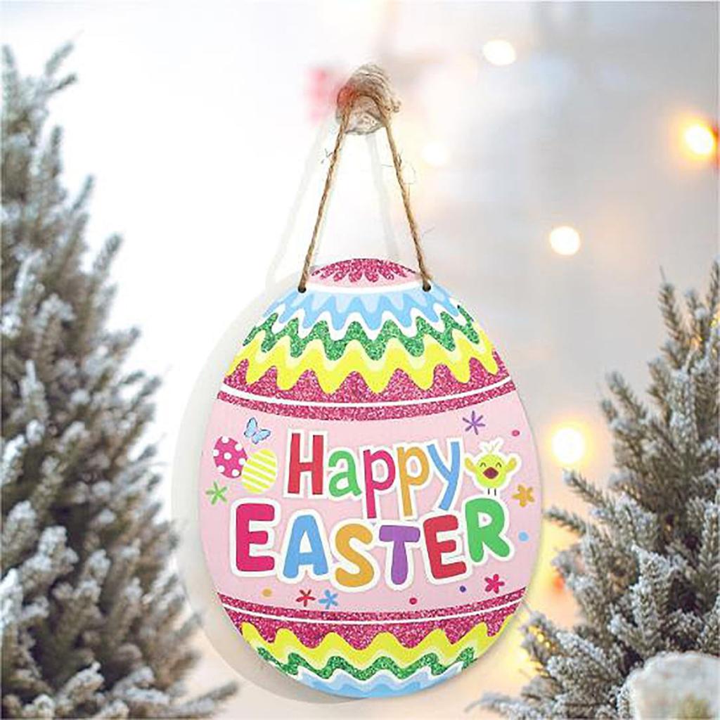 Cartoon Wooden Decoration Door Number Easter Bunny Pendant