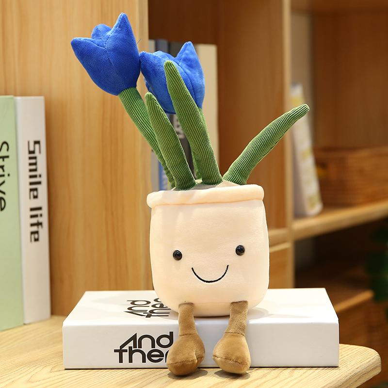 New 35 /25cm Lifelike Tulip Plush Toys Stuffed Soft Plants Bookshelf Decor Doll Creative Potted Flowers Pillow For Girls Gift