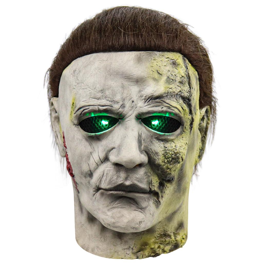 Terror Halloween Michael Myers Masks With LED Glow Horror Latex Full Head Headgear Scary Face Cover Masquerade Party Supplies