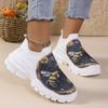 Cute Animals Printed Sock Shoes Women Comfortable Breathable Knitted Platform Sneakers Woman Slip On Thick Sole Walking Shoes 43