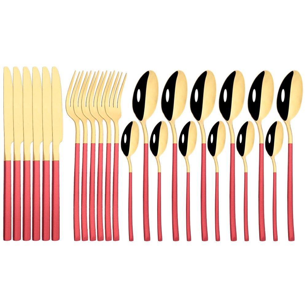 24 шт., черный набор столовых приборов, нож, вилка, ложка, набор столовой посуды, зеркало из нержавеющей стали, чайные ложки, столовые приборы, набор столового серебра