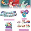 Mermaid Birthday Banner With Cupcake Topper+Balloons Birthday Party Decorations