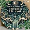 2D Flat 20*20cm1pc Please Be Mindful of the Engrgy You Bring Into This Space Wooden Decoration, Antique Floral &Moon Design Bar, Cafe Bedroom Backyard
