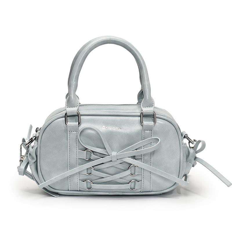 2025 New Simple Ballet Style Lace-up Niche Portable Boston Bag Casual Niche Versatile Foreign Style Messenger Bag