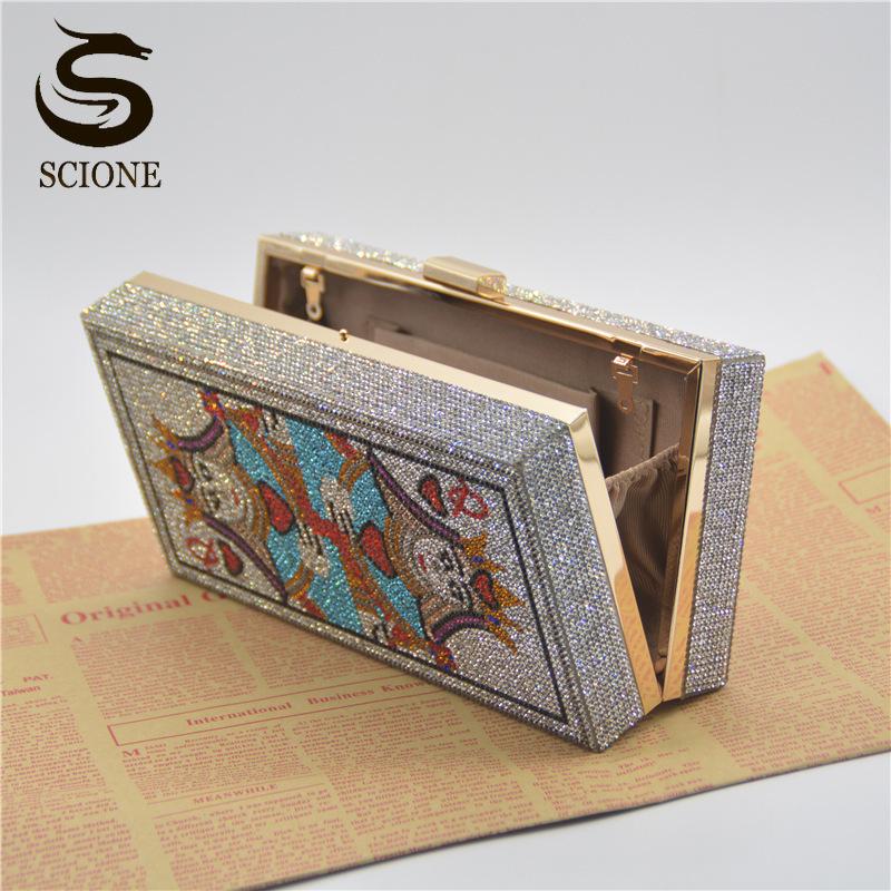 Популярные игральные карты, красный персик Q, резиновая сумка для ужина с бриллиантами, модный банкетный клатч, цепочка, маленькая квадратная сумка