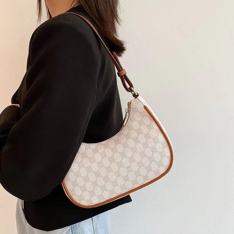 Versatile Vintage Printing Ladies Shoulder Bags Simple Female PU Leather Underarm Bags Fashion Woman's Handbags New