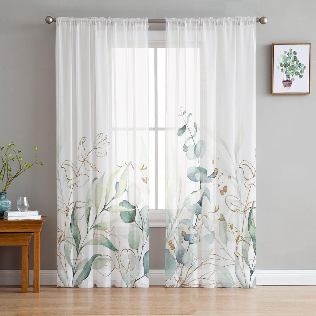 Abstract Purple Flower Chiffon Sheer Curtains for Living Room Bedroom Home Decoration Window Voile Tulle Curtain Drapes