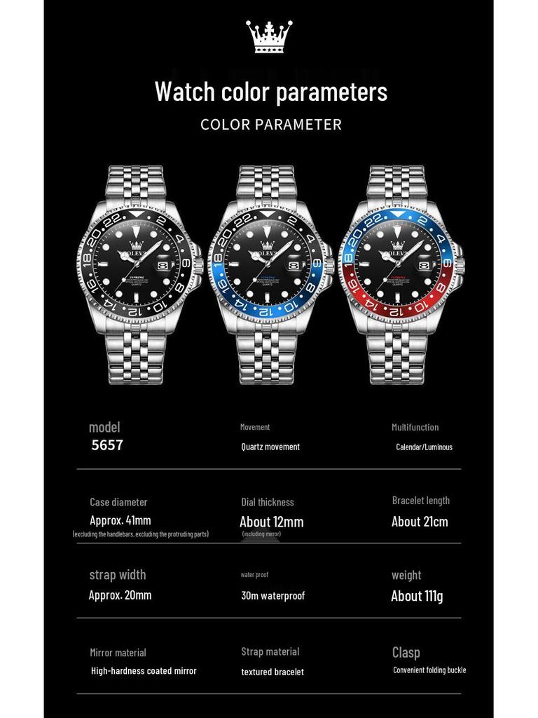 OLEVS Светящиеся Водонепроницаемые Мужские Кварцевые Часы