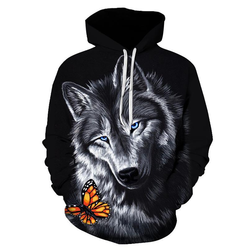 Животный узор Howl Wolf 3D Printing Hoodie Мужские толстовки Женские пальто Зимние толстовки Oversize Top