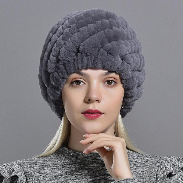 Зимняя теплая вязаная меховая шапка из кроличьего меха с ананасом, женские толстые шапки, шапочки для мамы