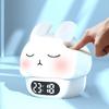 Creative Animal Digital Alarm Clock Cartoon Rabbit USB Rechargeable Kawaii Room Bedroom Atmosphere Night Light Table Decoration