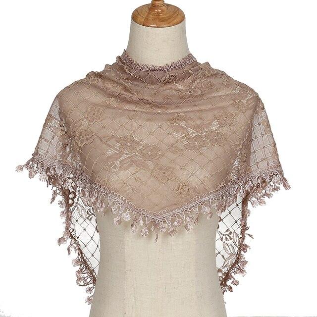 White Black Flower Women Scarf Spanish Mantilla Lace Catholic Veil For Chapel Church Shawl Head Covering Scarf Bandana Headband EMA