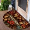 VIKAMA Autumn Thanksgiving Half-Circle Floor Mat - Maple Leaf Pumpkin - Indoor and Outdoor Entrance Door Mat for Home Decoration
