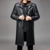 Leather Coat with Velvet and Thickening for Middle-aged Men with Removable Inner Liner, Long Fur All-in-one Genuine Leather Fur Coat