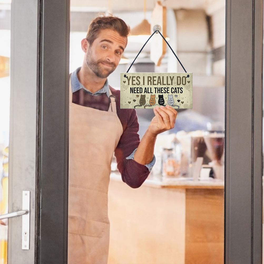 Wooden Funny Door Hanging Bedroom Christmas Cats Sign Pet Lover Hanging Plaques Friendship Sign