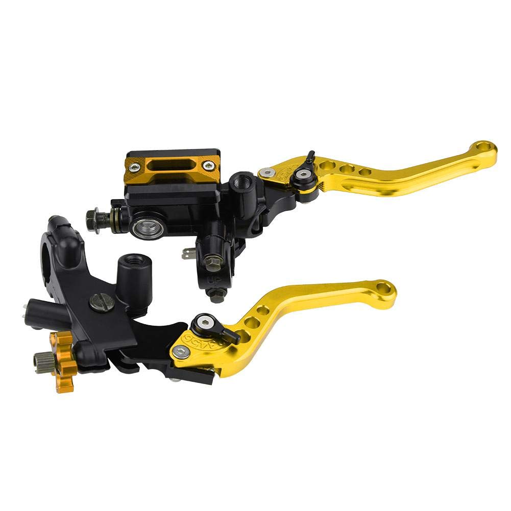 Motorcycle Brake Lever Left and Right Set of 2 22mm Hydraulic Brake Master Cylinder Clutch Lever Large Motorcycle General Purpose (Yellow)