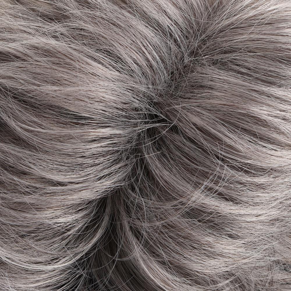 European and American Men's Fashion Daily Use Natural Looking Side Part Synthetic Fiber Silver Gray Short Curly Wig