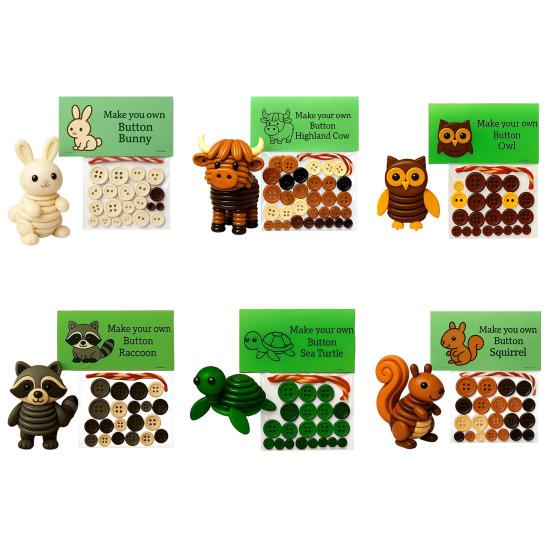 1 Набор Пуговичная Шотландская Корова Набор для Творчества Сделай Сам Ручная Работа Пуговица Кролик Сова Черепаха Енот Белка Фигурка Украшение для Дома Офиса Настольное Украшение