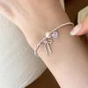 Love Bow Bracelet 925 Sterling Silver Butterfly Pearl Pink Zircon Bracelet For Women Love Butterfly Bracelet Party Holiday Gifts