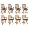 Day and Night - Day and Night Folding Garden Chairs 8 Units and Cushions Solid Acacia Wood