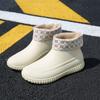 Fashion Rain Shoes Women's Fashion Adult Short Rain Boots Wear Non-slip Water Shoes Velvet Cotton Kitchen Short Rubber Shoes Low Tube