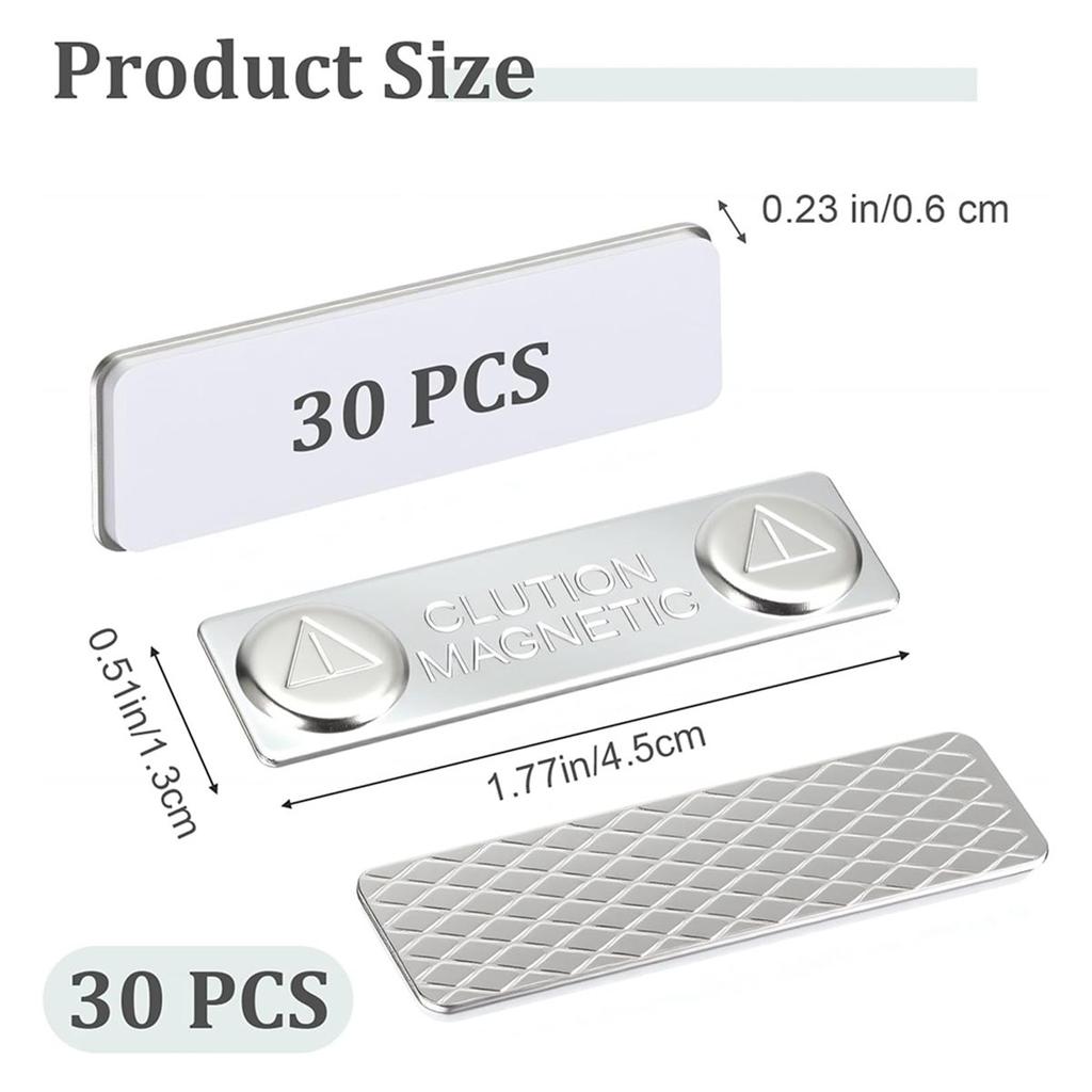 Набор из 30 магнитных держателей для бейджей, магниты, 1,75 x 0,5 дюйма со стальной задней пластиной