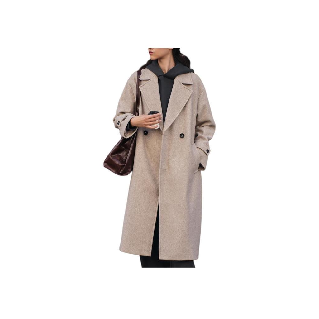 Zara Свободное однотонное двубортное пальто Женское пальто бежевое 3046299-450