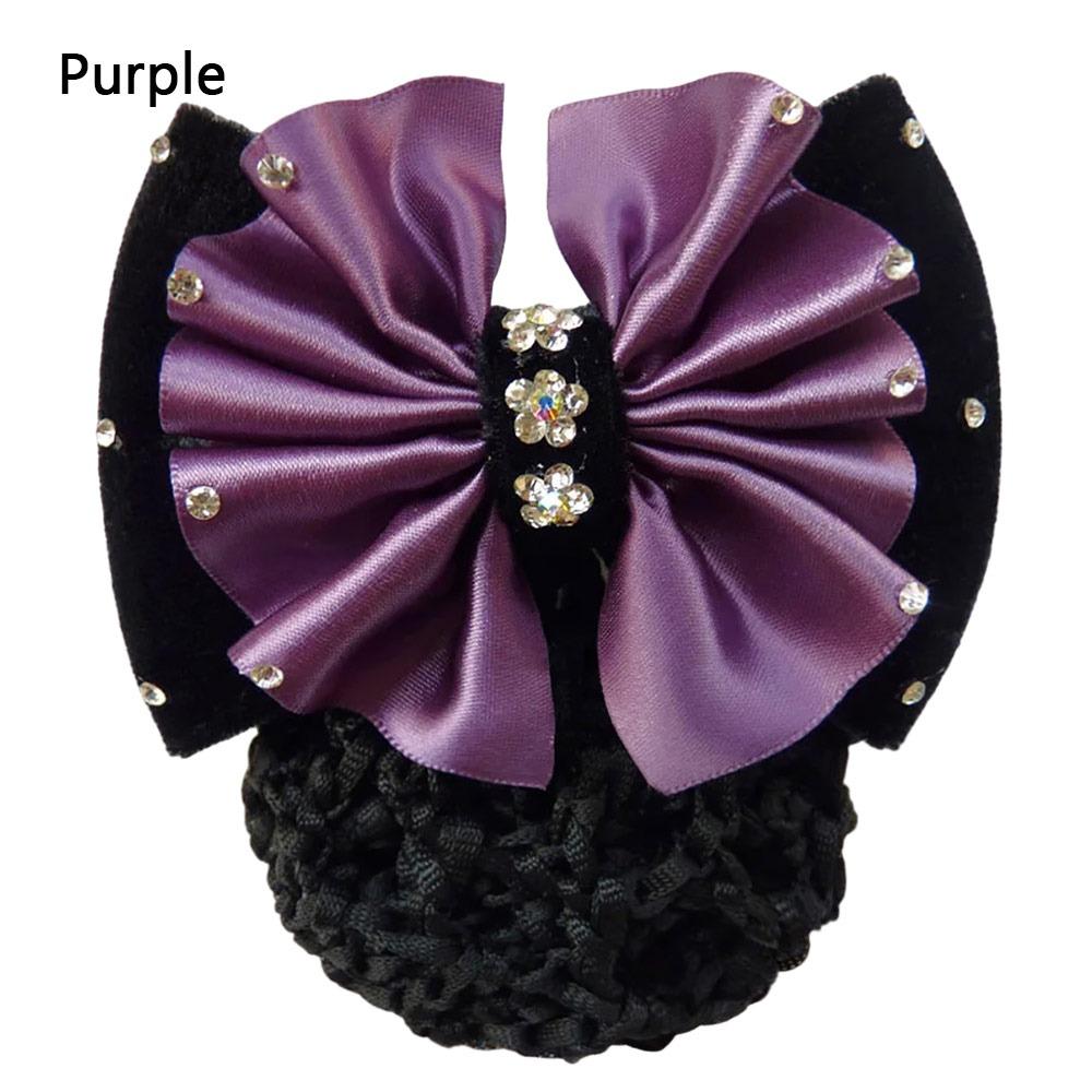 1Pcs Satin Bow Net Bun Hair Cover Bowknot Elastic Hairnet Nurse Stewardess Bun Snood for Women