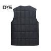 Мужской жилет с V-образным вырезом, без рукавов, однобортный стеганый жилет, пальто с карманами на молнии, однотонная плюшевая подкладка, утолщенный терможилет, куртка