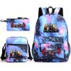 New Schoolbag Animation Three-piece Set Heat Transfer Schoolbag Small Shoulder Pencil Bag Primary and Secondary School Students Backpack