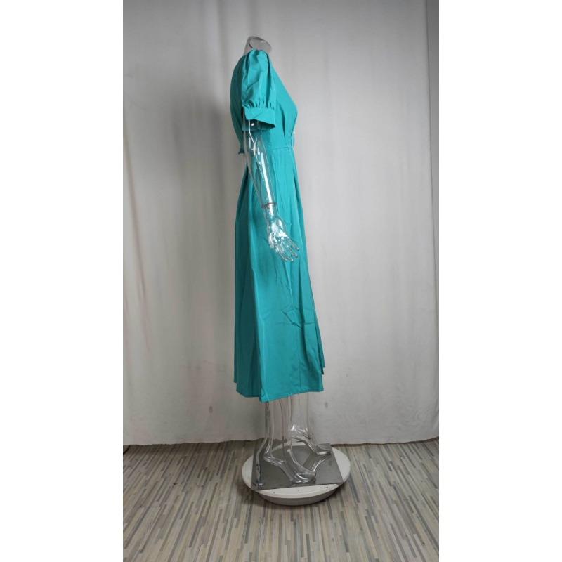 Summer Women's Dress Temperament Commuter High Waist Solid Colour Fashion Long Dresses